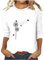 Premium Marken Blusen Damen Sommer 3/4 Arm Oberteile Shirt Elegant Baumwolle Tshirt Casual Rundhals Sportshirt Leicht Gemütlich Tunika Sommershirts Löwenzahn Druck Kurzarm Longshirt