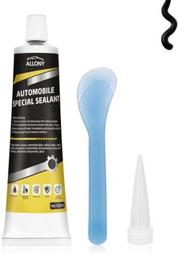 ALLONY Sigillante Vetri Auto, Silicone Nero per Auto, Silicone Nero Alte Temperature, Indurimento Rapido, Resistenza alle Alte Temperature, Adatto per Carrozzerie, Parabrezza, Luci per Auto, ecc-100ml