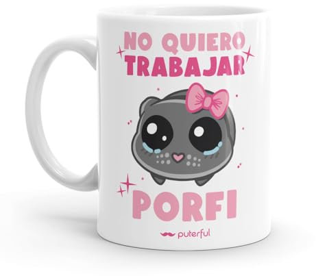 Puterful - Taza Meme Hámster Coquette - No quiero trabajar - Taza original para café - Resistente al microondas y lavavajillas