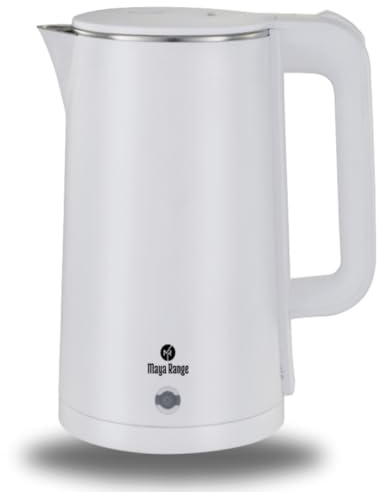 Maya Range 1.8L Cordless Electric Kettle, 2.2kW Fast Boil, Black Premium Plastic, Removable Anti-Scale Filter, Push Button Lid, Perfect Pour Spout, Stainless Steel Interior (Black) (White)