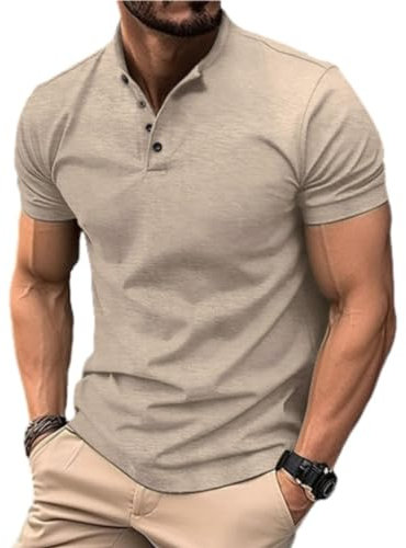 Kurzarm Herren Tops Herren Mode All-Match T-Shirt Herren Urban Business Casual T-Shirt Herren Einfarbig T-Shirt Herren Base Shirt Herren C-Khaki L