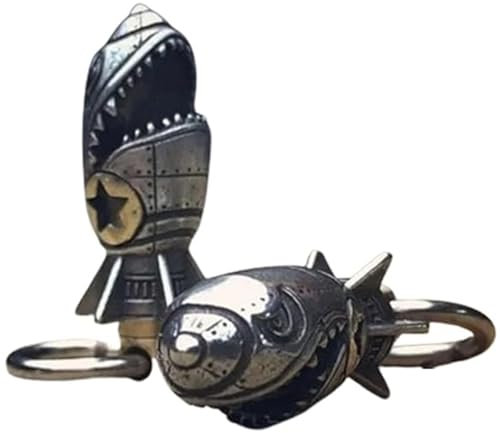 Pisheng Hai-Raketenbomben-Schlüsselanhänger, Totenkopf-Schlüsselanhänger, Hai-Bomben-Schlüsselanhänger, lustiger Gravur-Schlüsselanhänger (Hai-Raketenbombe)