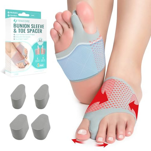 TENICORE Hallux Valgus Korrektur 1 Paar Hallux Valgus Socken in Schuhen Hallux Valgus Silikonbandage mit Herausnehmbarer Abscheider Zehenspreizer für Damen & Herren Größe S 34-37