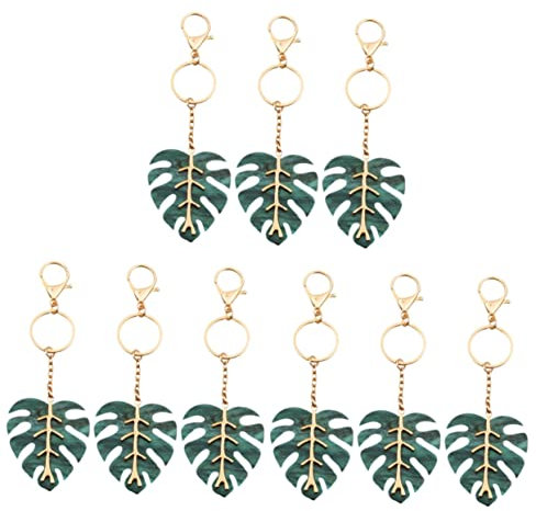 VALICLUD 9pcs Leaf Keychain Aesthetic Metal Keyring for Bags and Keys Decorative Monstera Leaf Design for Party Favors and Lightweight