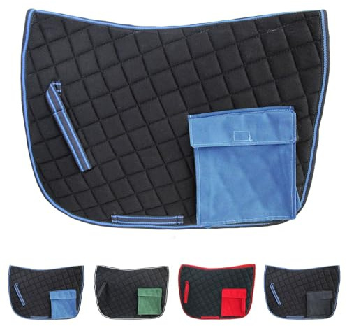 NETPROSHOP Satteldecke Wanderschabracke mit Tasche auf beiden Seiten, für Wanderreiten, Auswahl:Schwarz/Hellblau