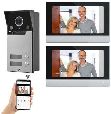 AOAMZ Sistema De Videoportero con Monitor De Pantalla TáCtil Interior 2 * 7Pulgadas WiFi Tuya VideoteléFono, 1080P HD CáMara Al Aire Libre DeteccióN Movimiento De Audio Visual Nocturno Bidireccional