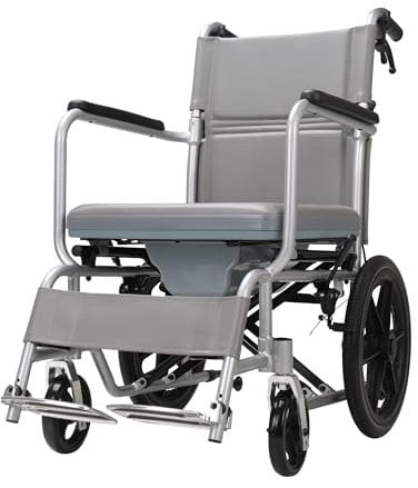 Pliable Chaise Percée Adulte à Roulettes Chaise Percée de Douche Pliante Fauteuil Roulant Leger 13.7kg Coussin Amovible pour Personnes Agées et Handicapées 100kg (16inh)