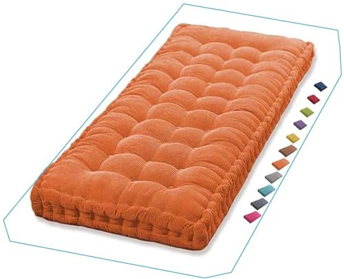 Hollywoodschaukel, für drinnen und draußen, mit Rückenlehne, verdicktes Gartenkissen für 3-Sitzer, Terrasse, Hinterhof und Garten, Rasen, Rattan-Hängematte, 139,7 x 50,8 cm, Orange