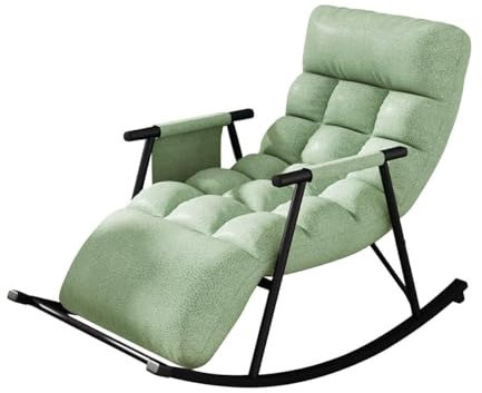 Fauteuil inclinable à bascule avec ottoman rembourré doux pour balcon, piscine, jardin, salon, couleur verte