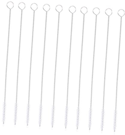 Healeved 10pcs Stainless Steel Straw Brush Milk Bottle Feeding Bottle Cleaner Drinking Straw Cleaning Tools