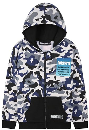 Fortnite Sweats à Capuche Garçon Pull Ado Veste Enfant Sweat Zippé Chaude Gaming Manches Longues Style Décontracté Cadeau Gamer (11-12 Ans, Camouflage)