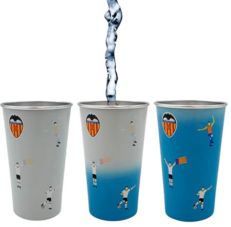 macfly Gobelet en acier inoxydable 450 ml - Gobelet en aluminium personnalisé Valencia CF, gobelet réutilisable à encre thermique qui change de couleur, gobelet pour bière, eau et rafraîchissements