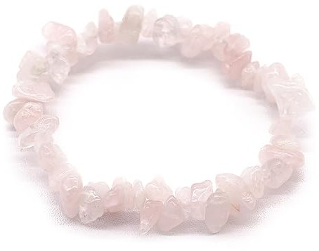 Bountiful Harvest Chip Stone Bracelet - Polished Gemstone Chip Bracelets for Stylish Stacking & Crystal Energy - Aventurine, Rose Quartz, Amethyst & More (13 Variants) (Rose Quartz, 1 Bracelet)