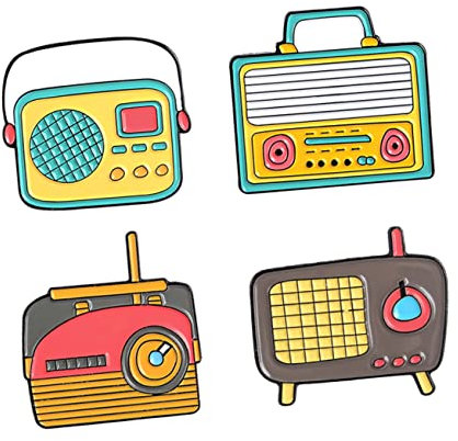 Veemoon 4stücke Legierung Broschennadel Mode Radio Design Corsagen Party Stil Anstecker Kleideraccessoire Kragen Pin Für Taschen Pullover Jacken Mäntel Kleider Anzüge