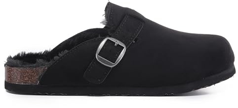 VIVASHOES Women's Suede Slip-On Buckle Clog – Classic Closed-Toe Mule with Adjustable Strap, Cork Footbed & Rubber Outsole – Effortless Comfort for Cozy Days, Lounging & Everyday Living
