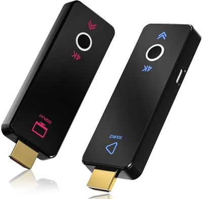 Wireless HDMI Transmitter und Receiver 50M, 5G Plug & Play, Tragbares Kabelloses HDMI Extender Kit für 4K@30Hz Eingang 1080P Ausgang, zum Streamen von Video und Audio zum Monitor von Laptop/TV Box/PC