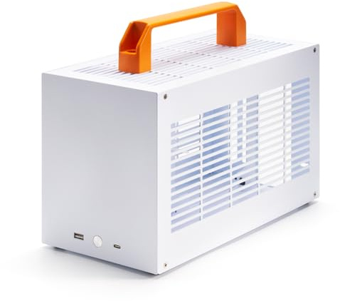SGPC K49-WT White Mini ITX Case - 8.3L Small Form Factor, Supports GPU up to 300mm, CPU Cooler up to 69mm, SFX PSU, USB 3.0 & Type-C Front I/O, Includes 2 Handles (K49WT)