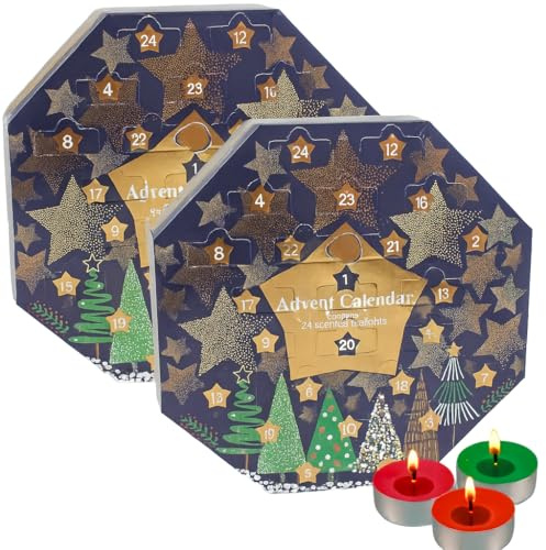 2 x Pan Aroma Advent Calendar 2025-24 Scented Tealights Candles Mulled wine, Gingerbread, Sugar Plum Apple & Cinnamon & more - Christmas gifts for women, Christmas advent calendar 2025