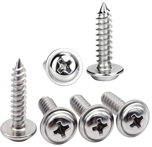 QANCEN 20 Pièces Vis à Bois en Acier Inoxydable M5x60mm, Vis Autotaraudeuses à Tête Ronde Cruciformes avec Rondelles Filetage Complet pour Bois Meubles,Métal