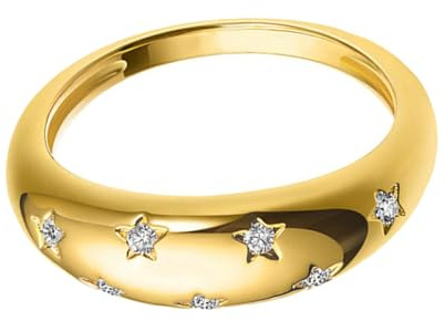 ifundom 18k Gold Plated Star Zirconia Ring for Women, Geometric Delicate Knuckle Decor Ring, Fashionable Wedding Finger Jewelry Size 8