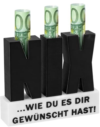 NIX Geschenk, 3D-Druck von NIX-Buchstaben mit Löchern für Geldscheine, Nichts Geschenk Desktop Dekoration, Lustige Geschenke Geburtstagsgeschenk für Frauen Männer