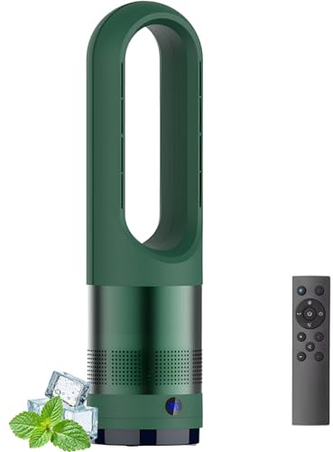 Bladeless Fan Heater,Hot and Cool Tower with Air Purifier, Remote Control, 8H Timer, 8 Speeds,18 Inch Oscillating 80°, Circulating Standing Fans for Indoor Office Bedroom Home