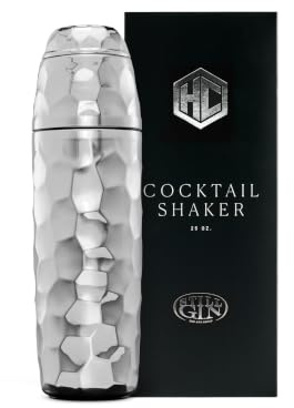 HexClad 25 oz Chrome Vacuum Insulated Cocktail Shaker w/Jigger & Strainer