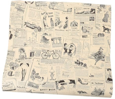 TEHAUX Papier Peint Pvc Autocollant Vintage Motif Journal Anglais 45 Cm X 10 M, Fond D'écran Créatif et Décoratif pour Murs, Autocollant Mural Amovible pour Salon et Chambre
