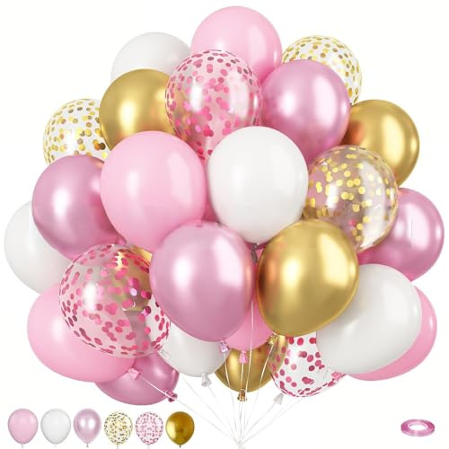 Luftballons Rosa 100 Stück, 30cm Rosa Luftballon Geburtstag (Rosa) | für Deko Geburtstag Ballons,Deko Hochzeit,Party Deko