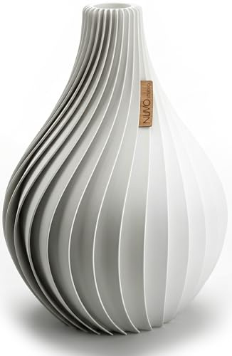 NUVO Studio Vase „Ventura“ – 25 cm Moderne Vase für Trockenblumen & frische Blumen – skandinavisches Design – wasserdicht – nachhaltig & 3D-gedruckt in Deutschland (Soft White, L)
