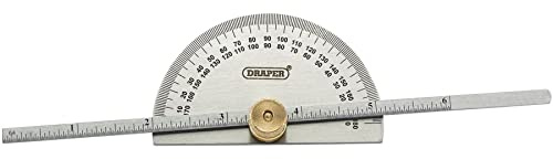 Draper 37342 Protractor with Depth Gauge, 0°-180°, 0mm-150mm , Blue
