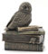 Dekorative Schmuckdose, Motiv: Schneeeule auf Büchern, 12,9 cm, bronzefarben