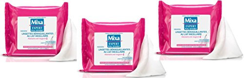 Mixa Expert Peau Sensible Lingettes Démaquillantes au Lait Micellaire x 25 - Lot de 3