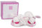Doudou et Compagnie - Coffret Chaussons avec Hochet - Lapin Cerise - Boite Cadeau - Blanc et Rose - De 0 à 6 Mois - Doux et Chaud - Idée Cadeau Naissance Fille - DC2702