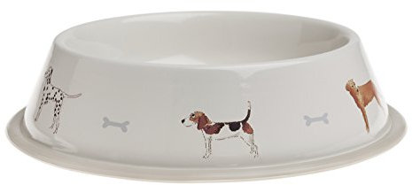 Sophie Allport - Woof Dog Bowl, Food Bowl in Galvanised Steel, Non-Slip Base, Small (23.5cm Diameter)
