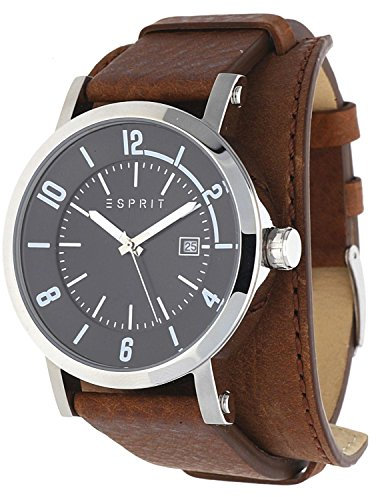 Esprit Herrenuhr Archie cuff brown Datum Leder Quarz Unterlagenband ES108031003