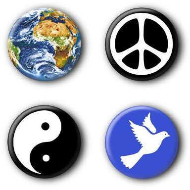 4 Peace Frieden Buttons Yin Yang Buttonset Ansteckbuttons #5 (2,5cm)