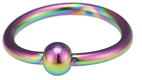 CHICNET Unisex Septum Piercing Nasenringe Regenbogen Farben mit Kugel 10 mm Edelstahl Captive Bead Klemmkugelring Ball Closure Ring bunt Ohr Brustwarze Bauchnabel Nostril Damen Herren Universal