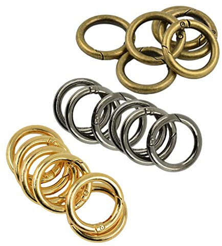 Sharplace 18 Stück Feder-Karabinerhaken Zink-Legierung-Ring Clip Ringkarabiner Handtasche Schultergurt Schlüsselbund Schlüsselkette Klettern Rucksack DIY Taschenringe Handwerk, Bronze+Gold+Schwarz
