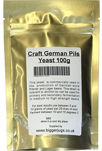 Bigger Jugs Craft Ale Yeast - German Pils/Lager Yeast Gold Packet - 100g Resealable Pouch (100g, Gold Packet)