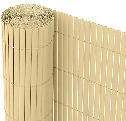 Ribelli® PVC Sichtschutzmatte 160x800 cm – Windschutz & Sichtschutzzaun für Balkon, Garten & Terrasse, wetterbeständige Kunststoff-Matte, Bambus (Geliefert als 2X 160x400 cm Set)