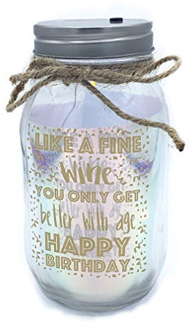 Lesser & Pavey LED Light Up Firefly Glass Fairy Mason Jar Happy Birthday Gift