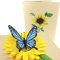 PopLife Blauer Schmetterling und Sonnenblume Pop Up Valentinskarte - 3D-Jubiläumsgeschenk, Pop Up Muttertagskarte, Danke, Glücklicher Geburtstag - Flach gefaltet für Mailing - für Mama, Tochter, Frau