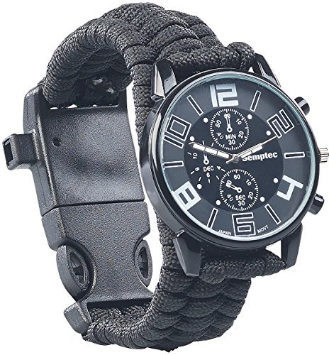 Semptec Urban Survival Technology Survival Uhr mit Kompass: 5in1-Armbanduhr mit Paracordband, Feuerstahl, Kompass, Notfallpfeife (Armbanduhr, Uhr Herren, wasserdicht)