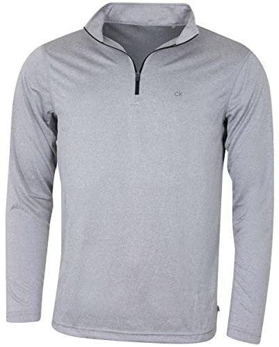 Calvin Klein Mens Harlem 1/4 Zip Pullover - Silver Marl - M