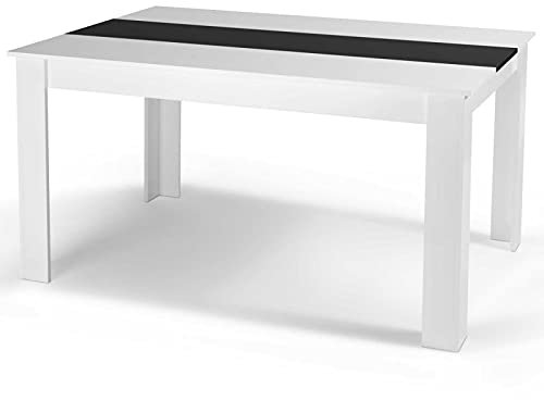 IDMarket Georgia - Mesa de comedor rectangular para 6 personas, 140 x 90 cm, color blanco y negro