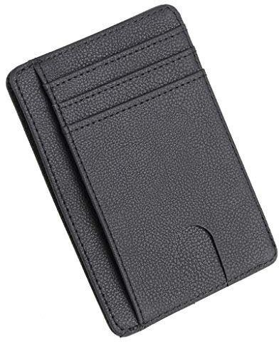 Vaeiner Portefeuille fin en cuir avec blocage RFID pour cartes d'identité, porte-monnaie pour homme et femme