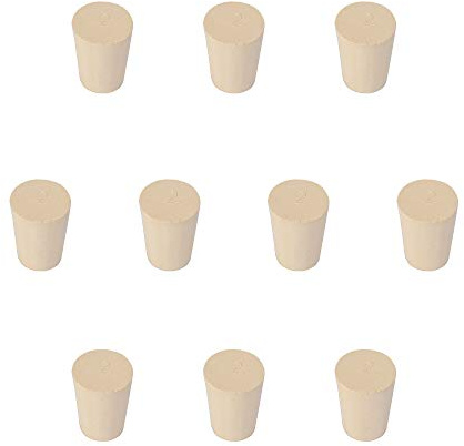 StonyLab Solid Rubber Stoppers, 10-Pack 2# - 15mm x 20mm x 26mm - White Tapered Lab Seal Rubber Stoppers