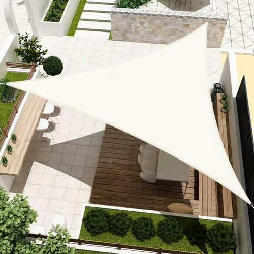 HENG FENG Toldo Vela de Sombra HDPE Triangular 3.6x3.6x3.6m Protección Rayos UV Resistente Transpirable para Terraza Patio Exterior Jardín Color Beige