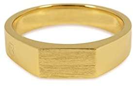 Herren Ring Gold Siegelring aus 925 Sterling Silber Echtgold vergoldet eckig handgemachte Fläche minimalistisch hochwertiger Männerschmuck aus Deutschland mit Geschenk-Box (56)